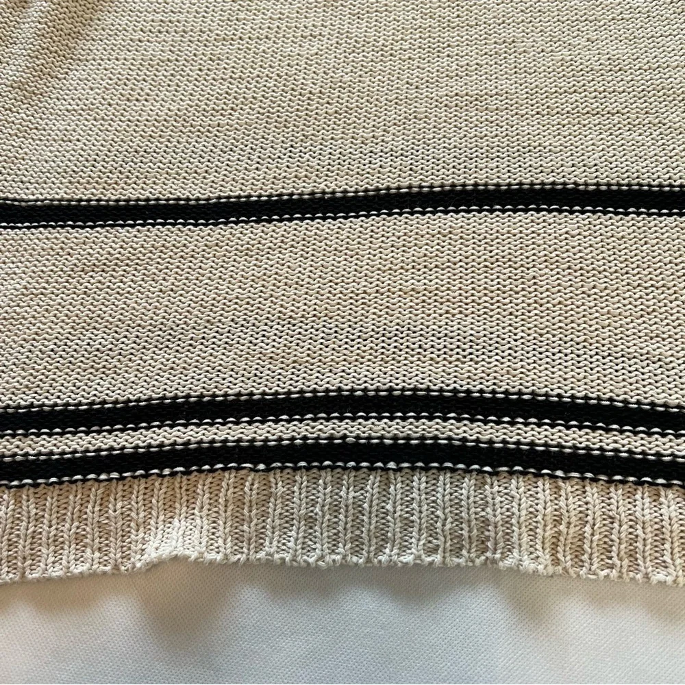 Magaschoni Cream Black Stripe Cotton Blend Sweater Size XS - Picture 5 of 8